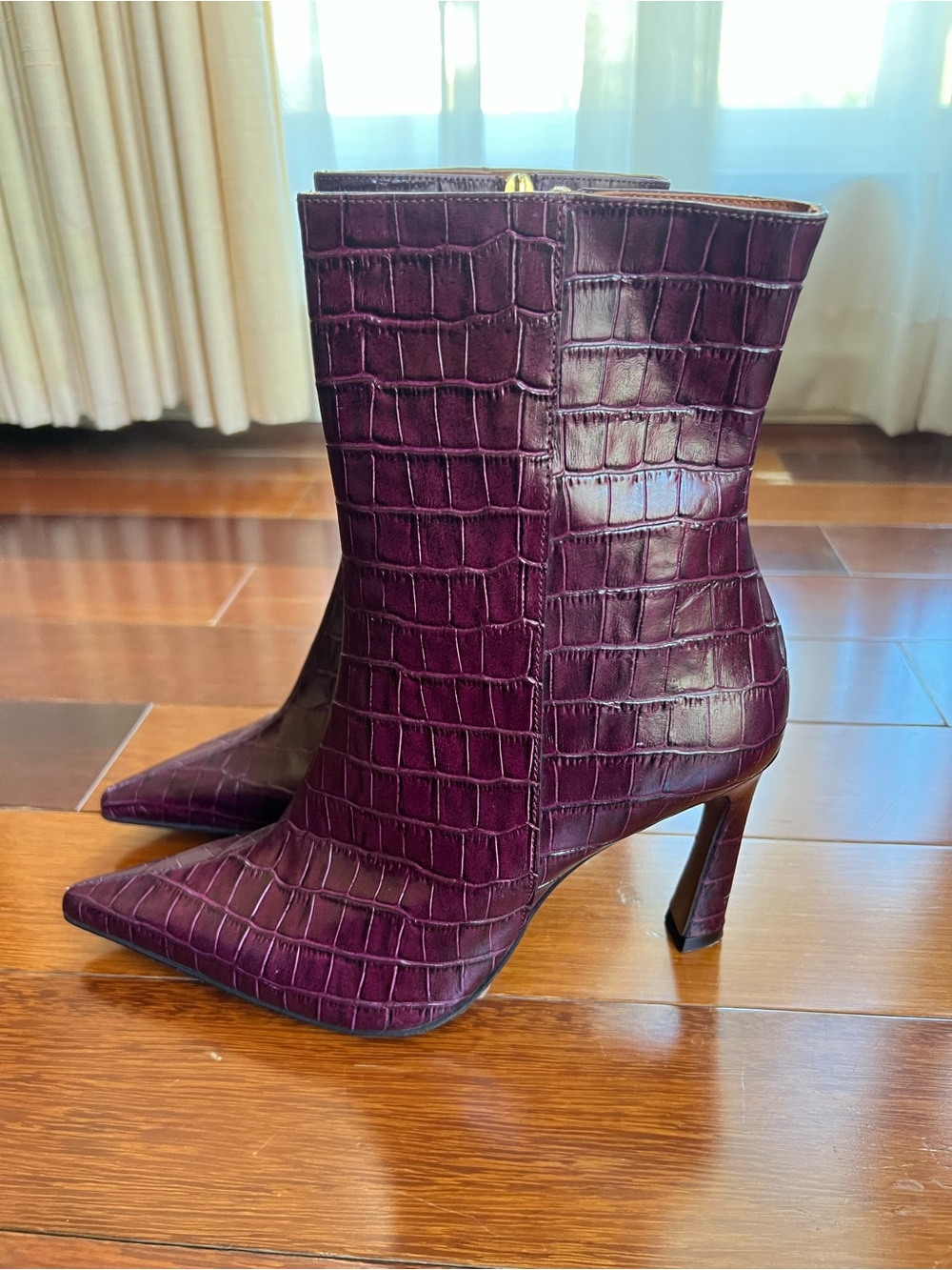 Ángel Alarcón Wine Croc Leather Boots EU 40 Made in Spain Pointed Toe